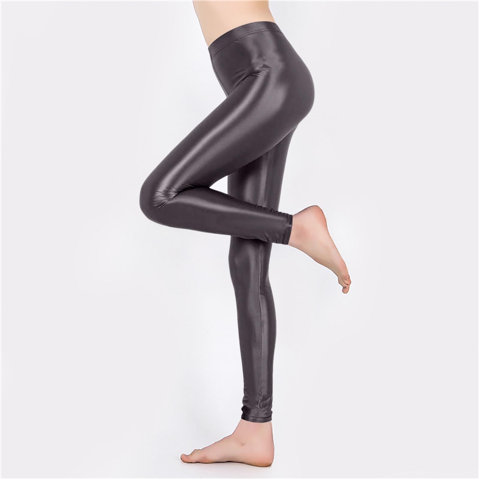 thumbnail image 5 of Leggings brillantes de entrenamiento de cintura alta para tallas grandes - 76 % nailon, alta elasticidad, aptos para yoga/baile - Tallas M-XL con tolerancia de medición de 1 pulgada, 5 of 5